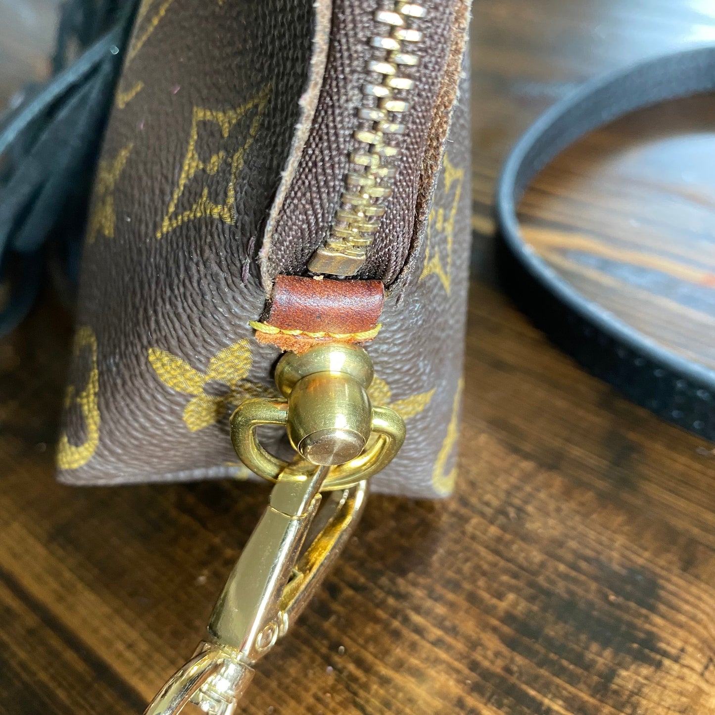 The Junco -Orvis bags Monogram in Black with Turquoise Crossbody Bag