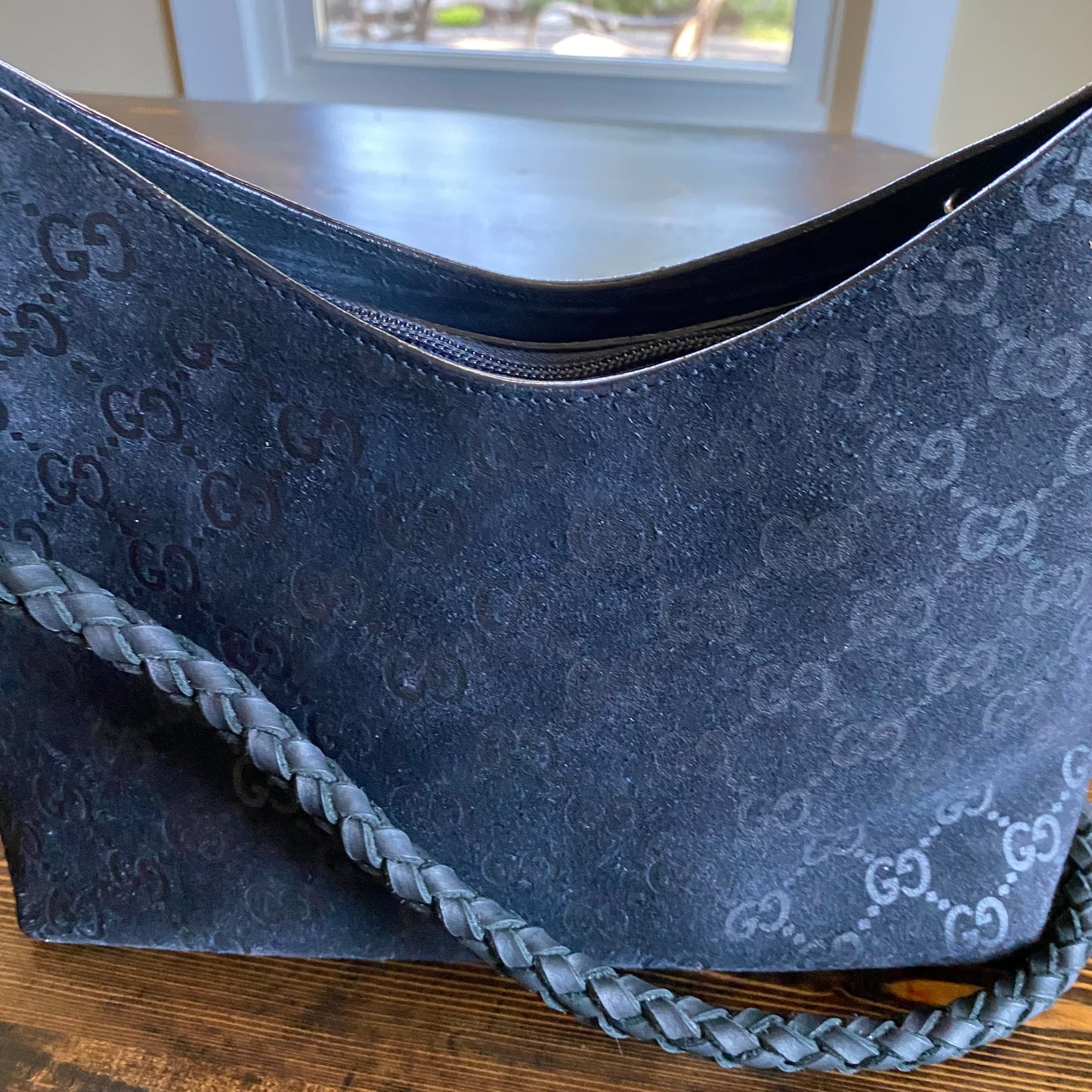 The Peacock -Orvis bags Suede GG Hobo in Black Crossbody