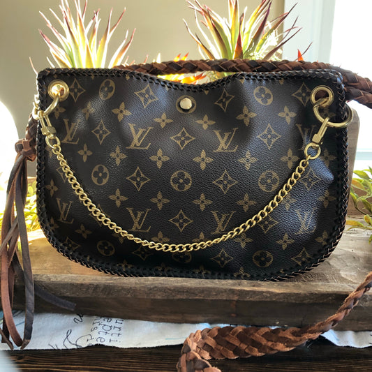 The Peacock -Orvis bags Monogram Hobo Crossbody - Gold Hardware