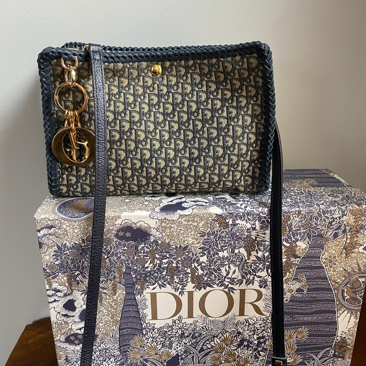 The Swan Crossbody/Tote -Orvis bags Dior Trotter Canvas in Navy (TWO straps!)