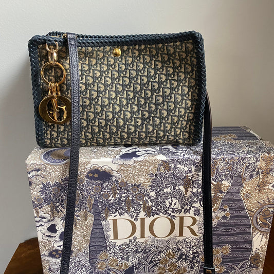 The Swan Crossbody/Tote -Orvis bags Dior Trotter Canvas in Navy (TWO straps!)
