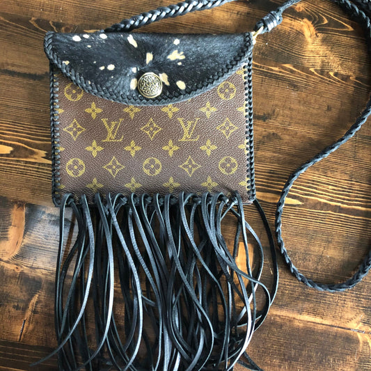 The Fringed Falcon - Black/Gold Hair-on-HideOrvis bags Wristlet/Crossbody/Clutch