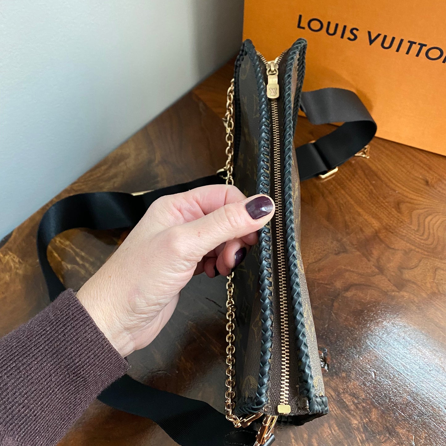 The Swan Crossbody -Orvis bags Monogram in Black with "LV-like" Charm