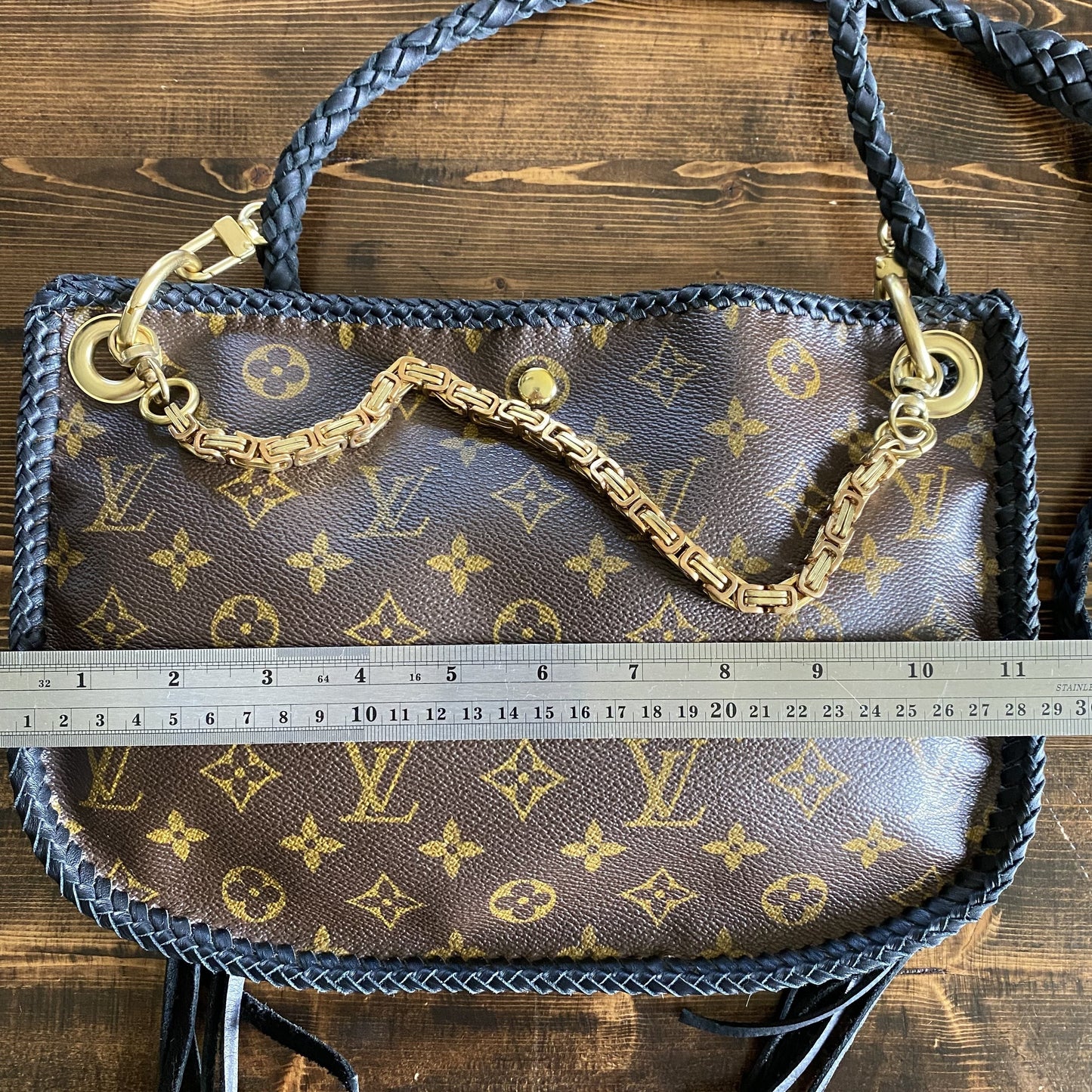 The Peacock -Orvis bags Monogram Hobo Crossbody in Black - Brass Hardware