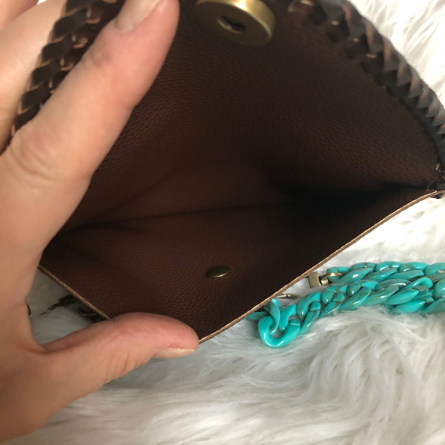 Kathy's Special Falcon - Turquoise Monogram Wristlet/Crossbody/Clutch with back pocket
