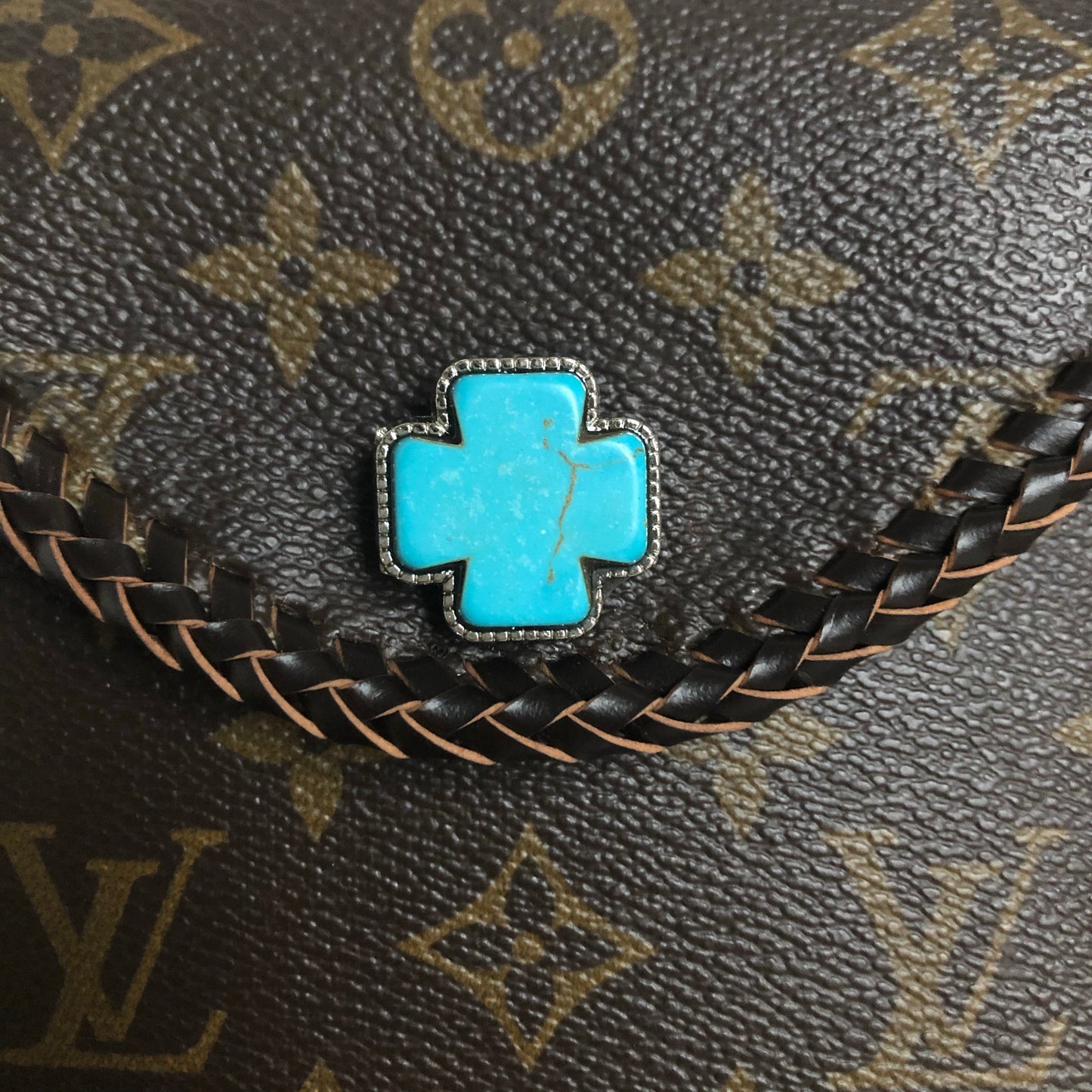 Kathy's Special Falcon - Turquoise Monogram Wristlet/Crossbody/Clutch with back pocket