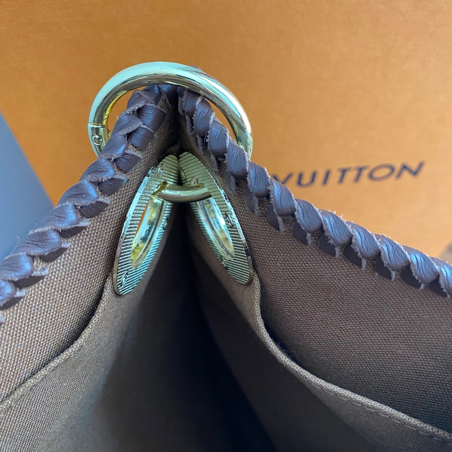 The Peacock -Orvis bags Monogram Hobo Crossbody in Brown - Gold Hardware