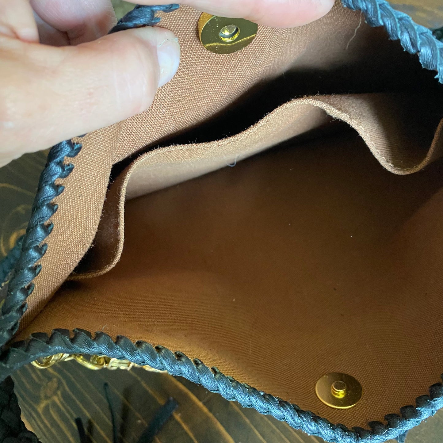 The Peacock -Orvis bags Monogram Hobo Crossbody in Black - Brass Hardware