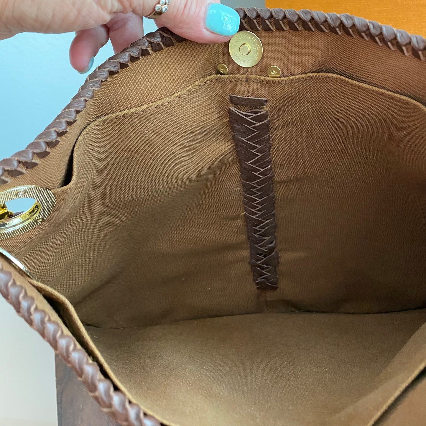 The Peacock -Orvis bags Monogram Hobo Crossbody in Brown - Gold Hardware
