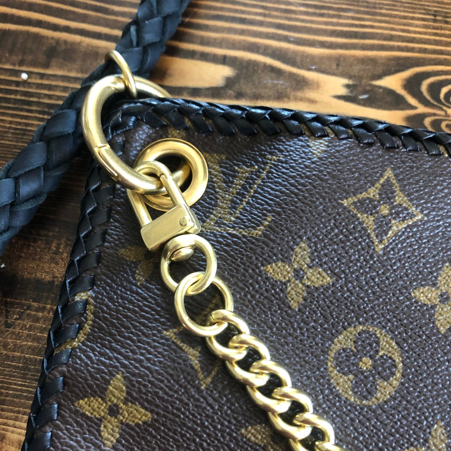 The Peacock -Orvis bags Monogram Hobo Crossbody in Black - Gold Hardware