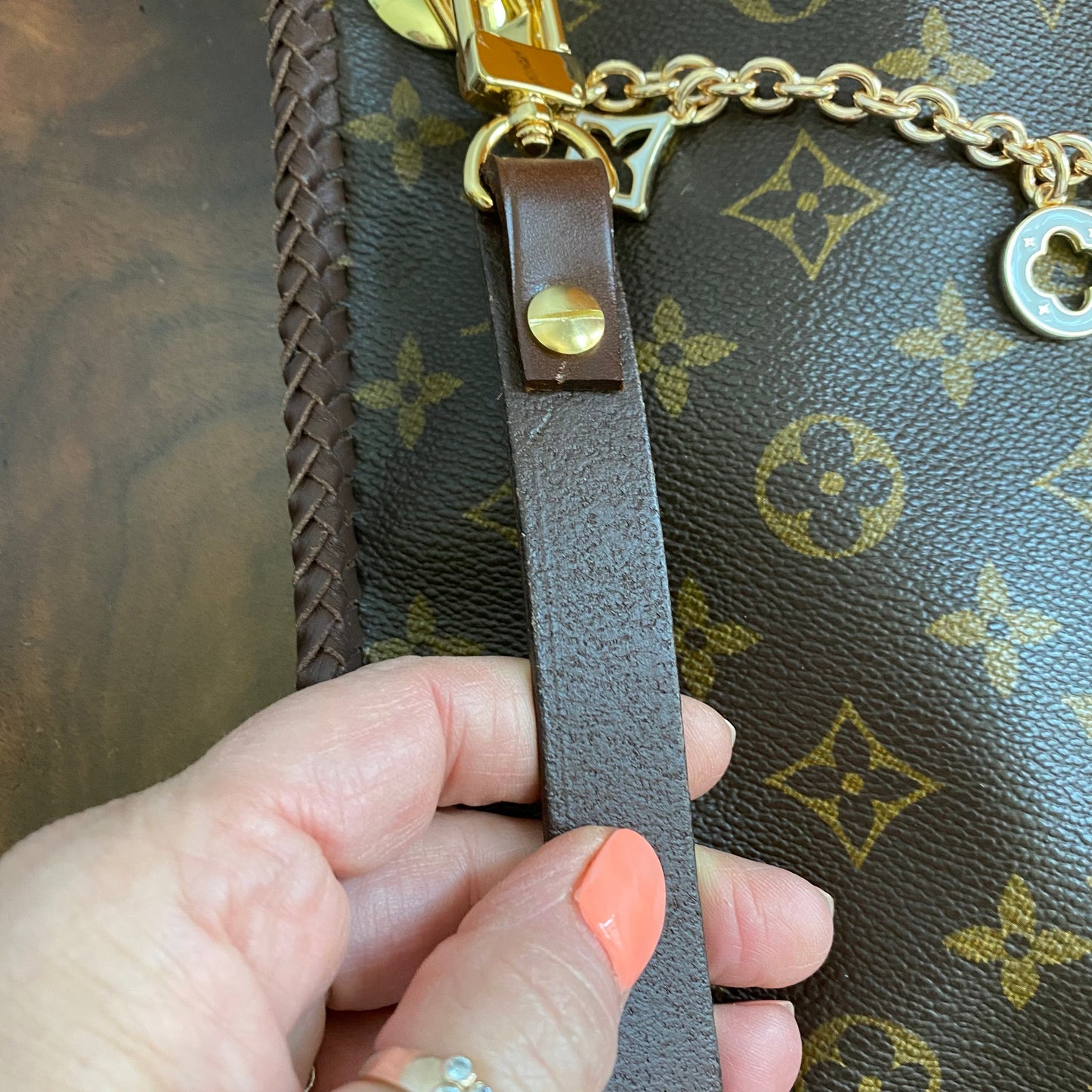 The Peacock -Orvis bags Monogram Hobo Crossbody in Brown - Gold Hardware