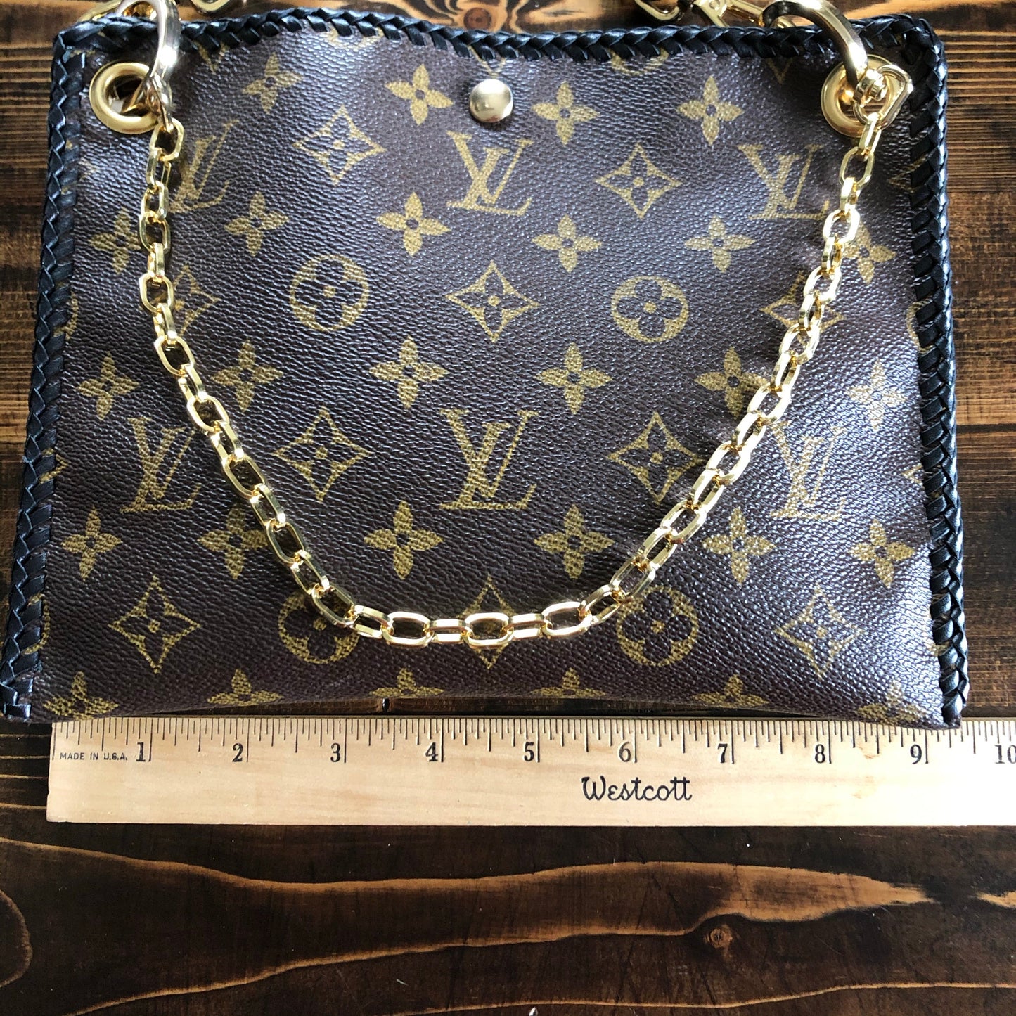 The Nuthatch -Orvis bags Monogram in Black Crossbody (Gold Hardware)
