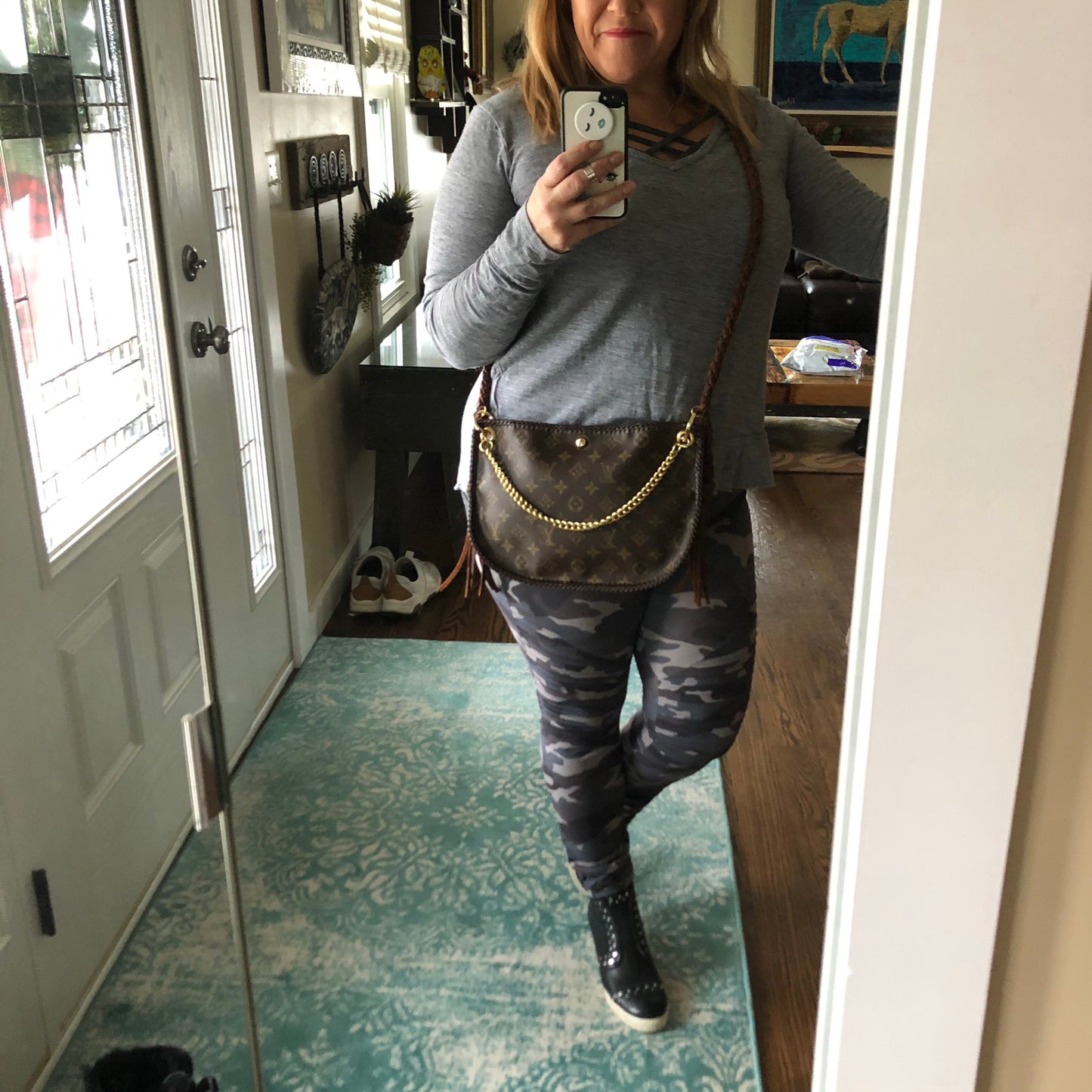 The Peacock -Orvis bags Monogram Hobo Crossbody - Gold Hardware