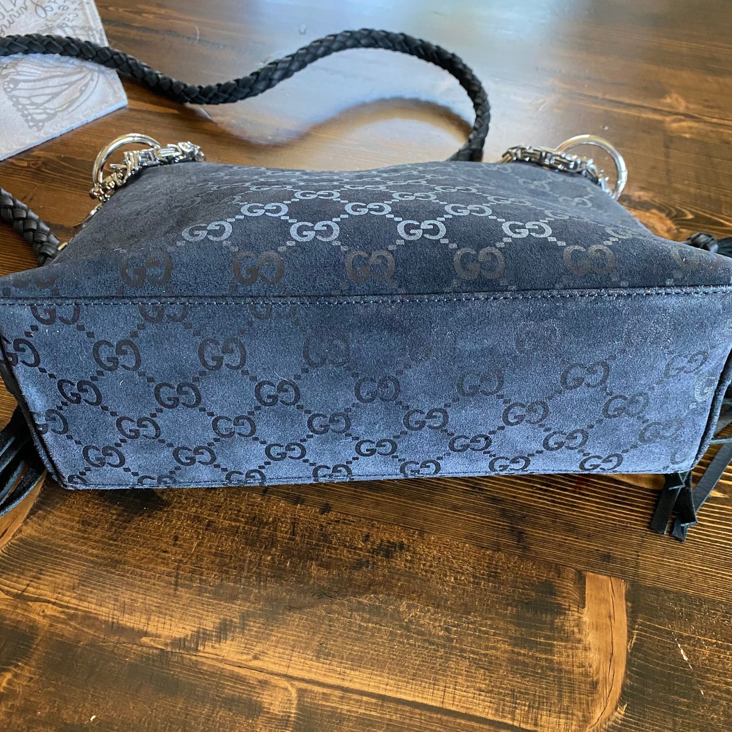 The Peacock -Orvis bags Suede GG Hobo in Black Crossbody