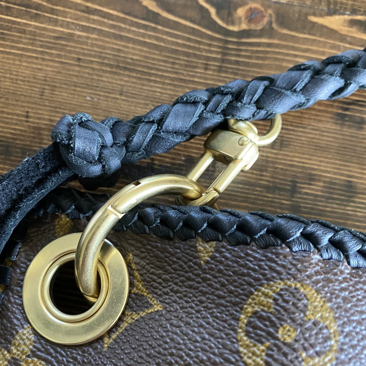 The Peacock -Orvis bags Monogram Hobo Crossbody in Black - Brass Hardware