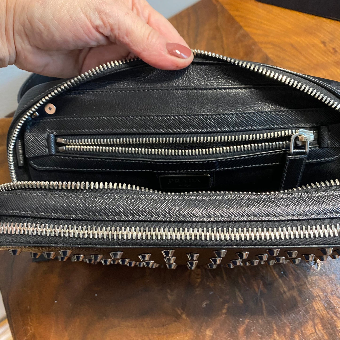 The Swan -Orvis bags Prada Organizer with Studs Crossbody/Wristlet