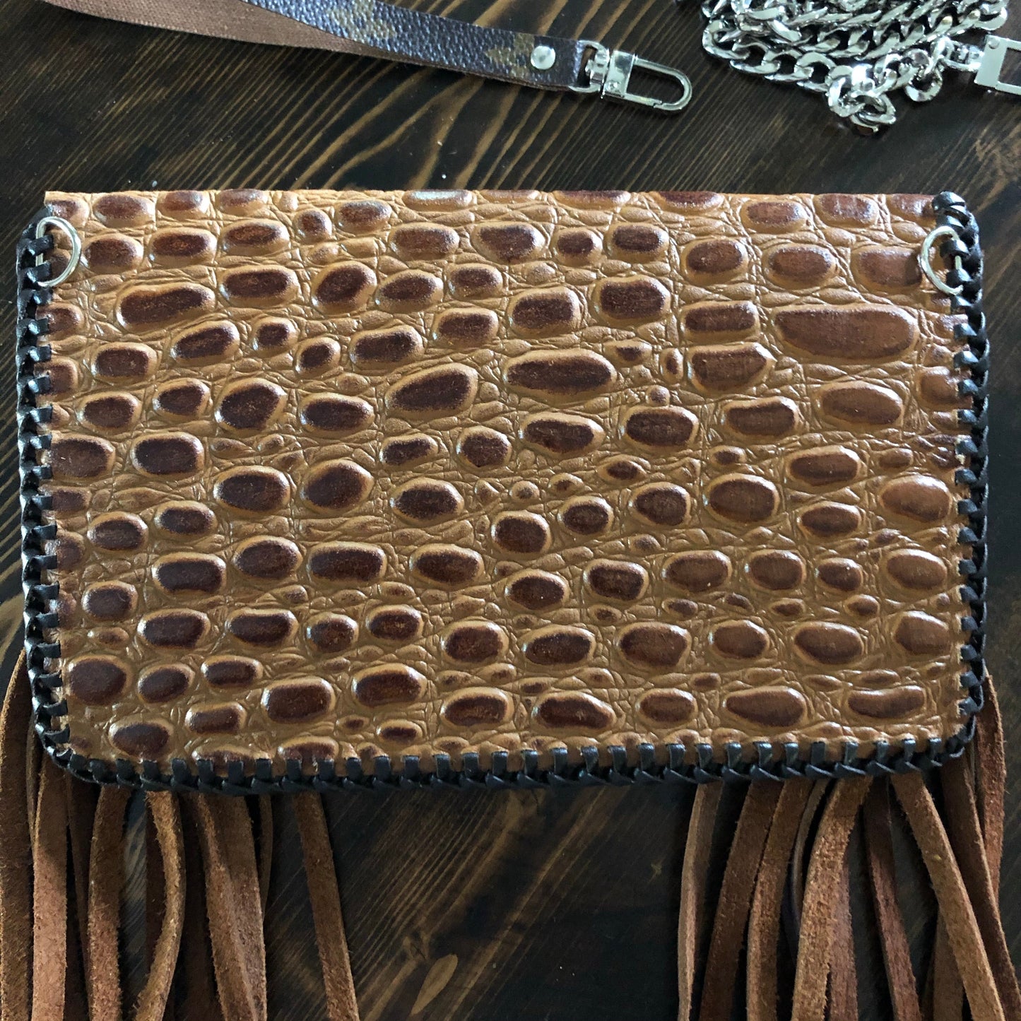 The Fringed Wren - CognacOrvis bags Wristlet/Crossbody/Clutch Bag