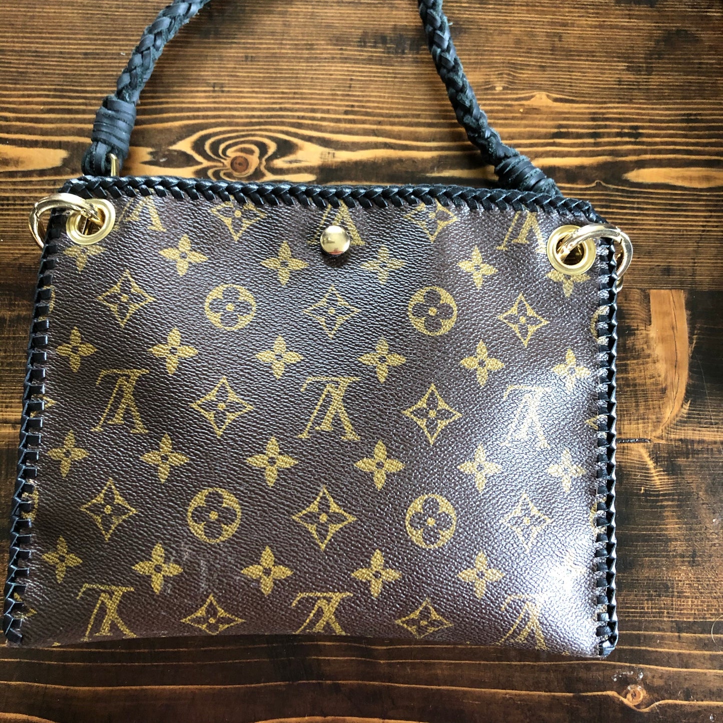 The Nuthatch -Orvis bags Monogram in Black Crossbody (Gold Hardware)
