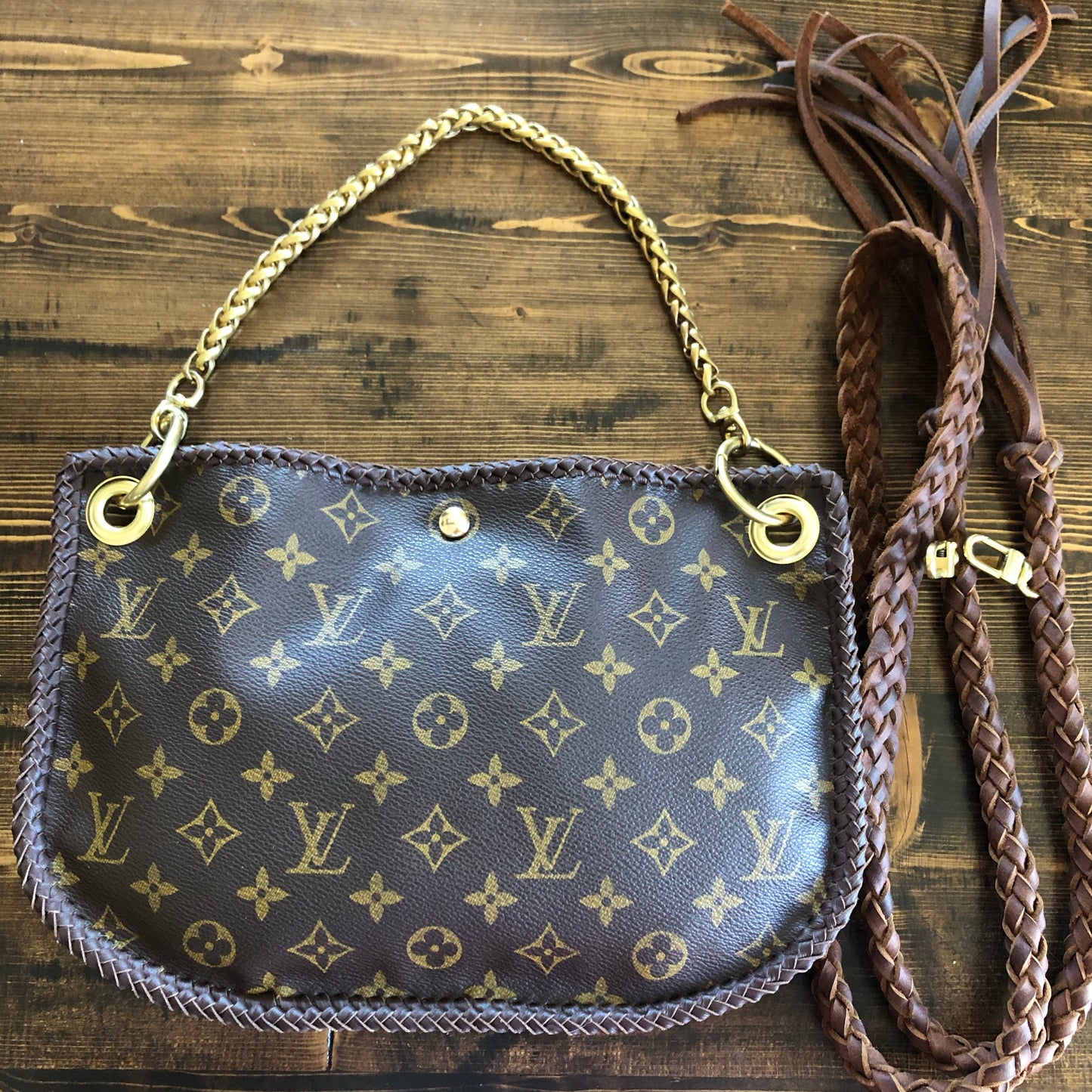 The Peacock -Orvis bags Monogram Hobo Crossbody - Brass Hardware