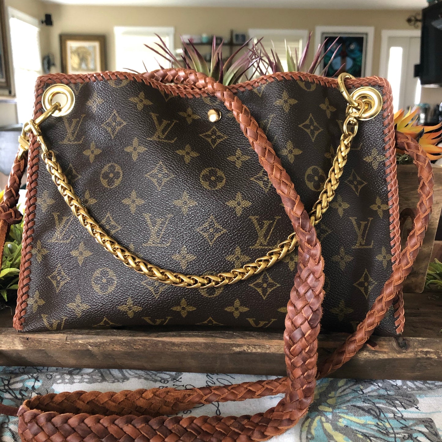 The XL Nuthatch -Orvis bags Monogram in Caramel Crossbody