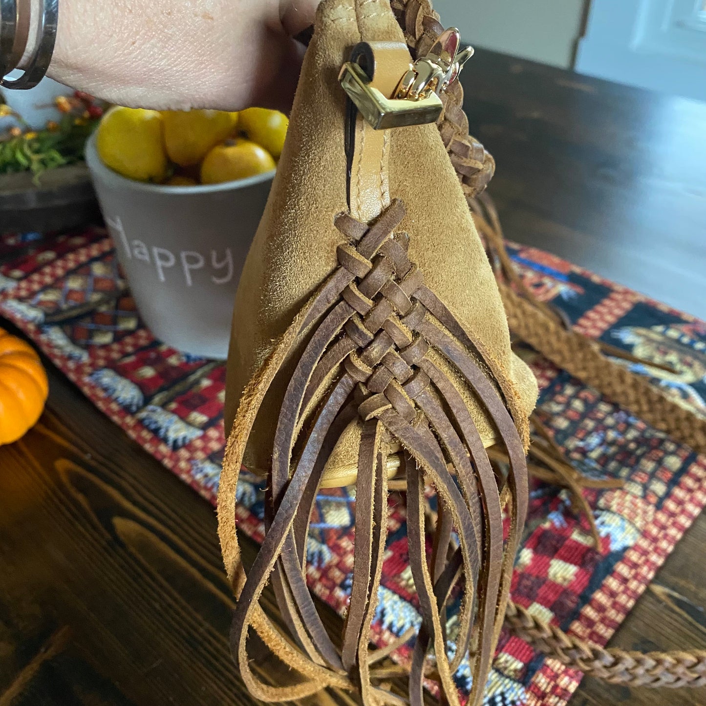 The Junco -Orvis bags Suede GG in Tan Crossbody