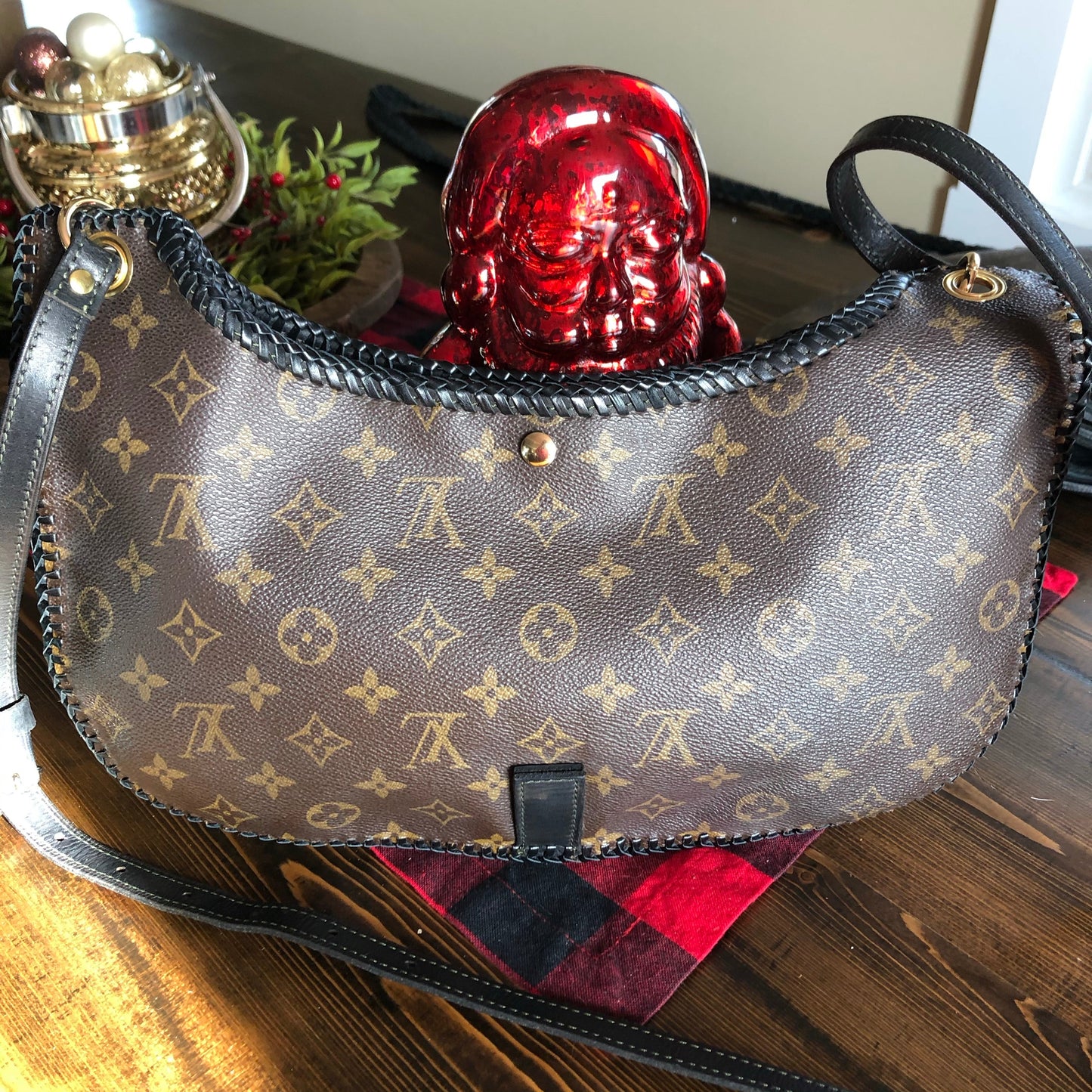 The Peacock -Orvis bags Monogram Black Hobo Crossbody