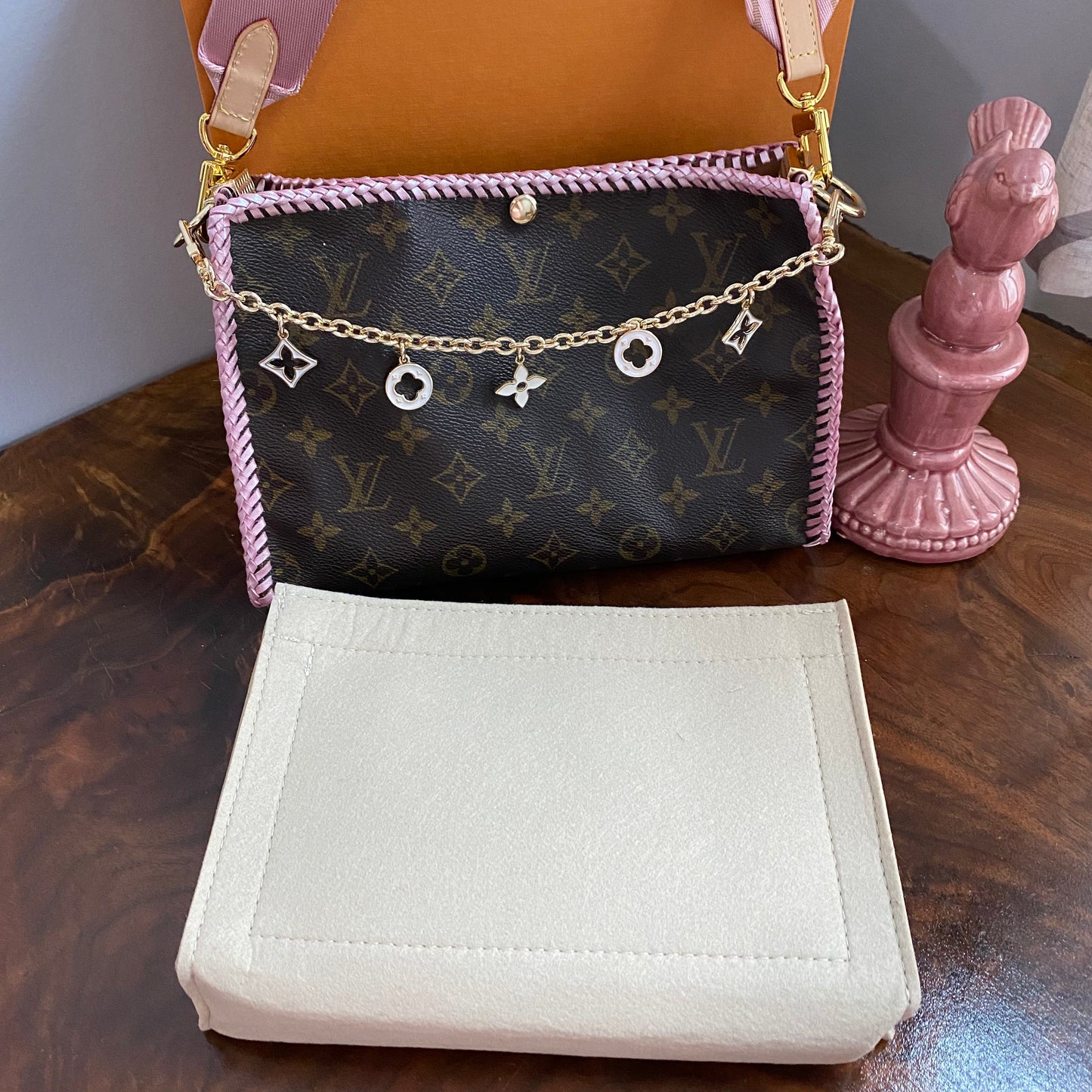 The Swan Crossbody -Orvis bags Monogram in Blush Pink