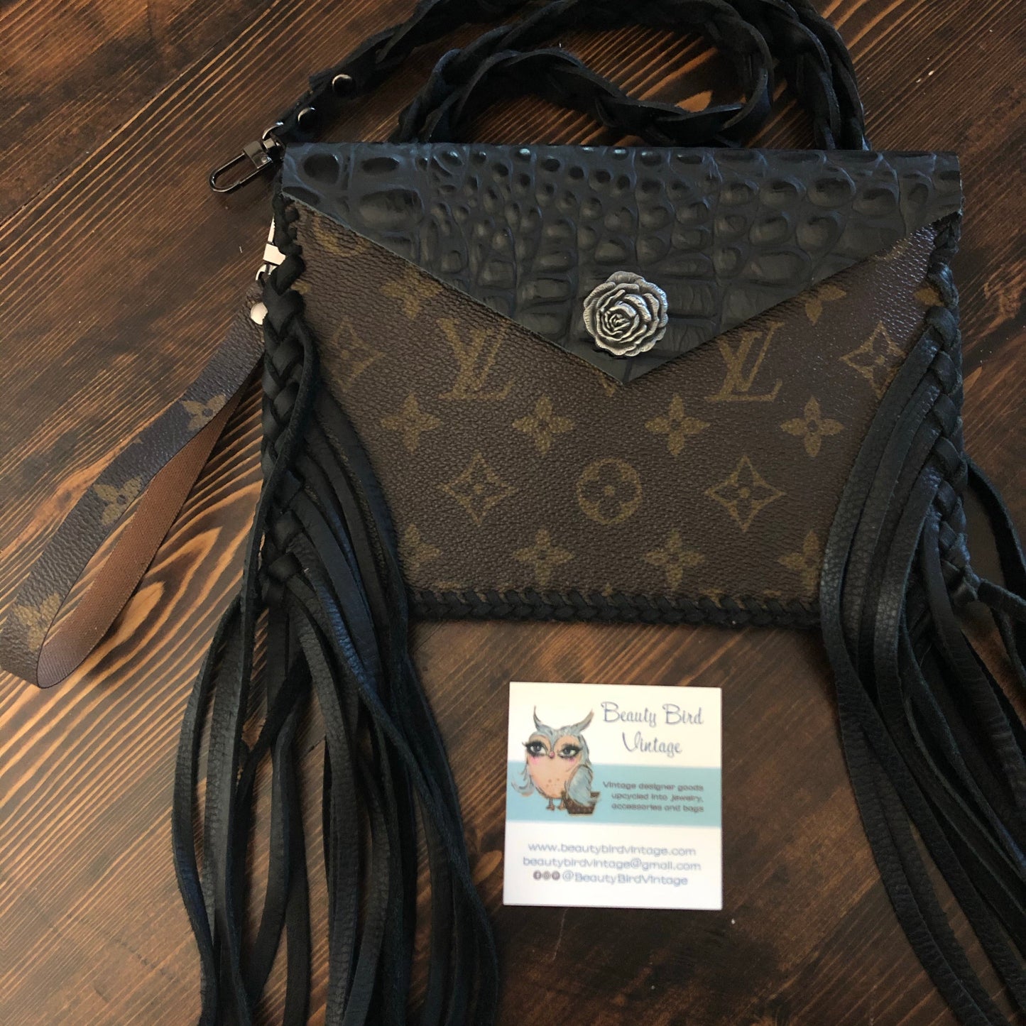 The Fringed Wren - BlackOrvis bags Wristlet/Crossbody/Clutch Bag in Monogram