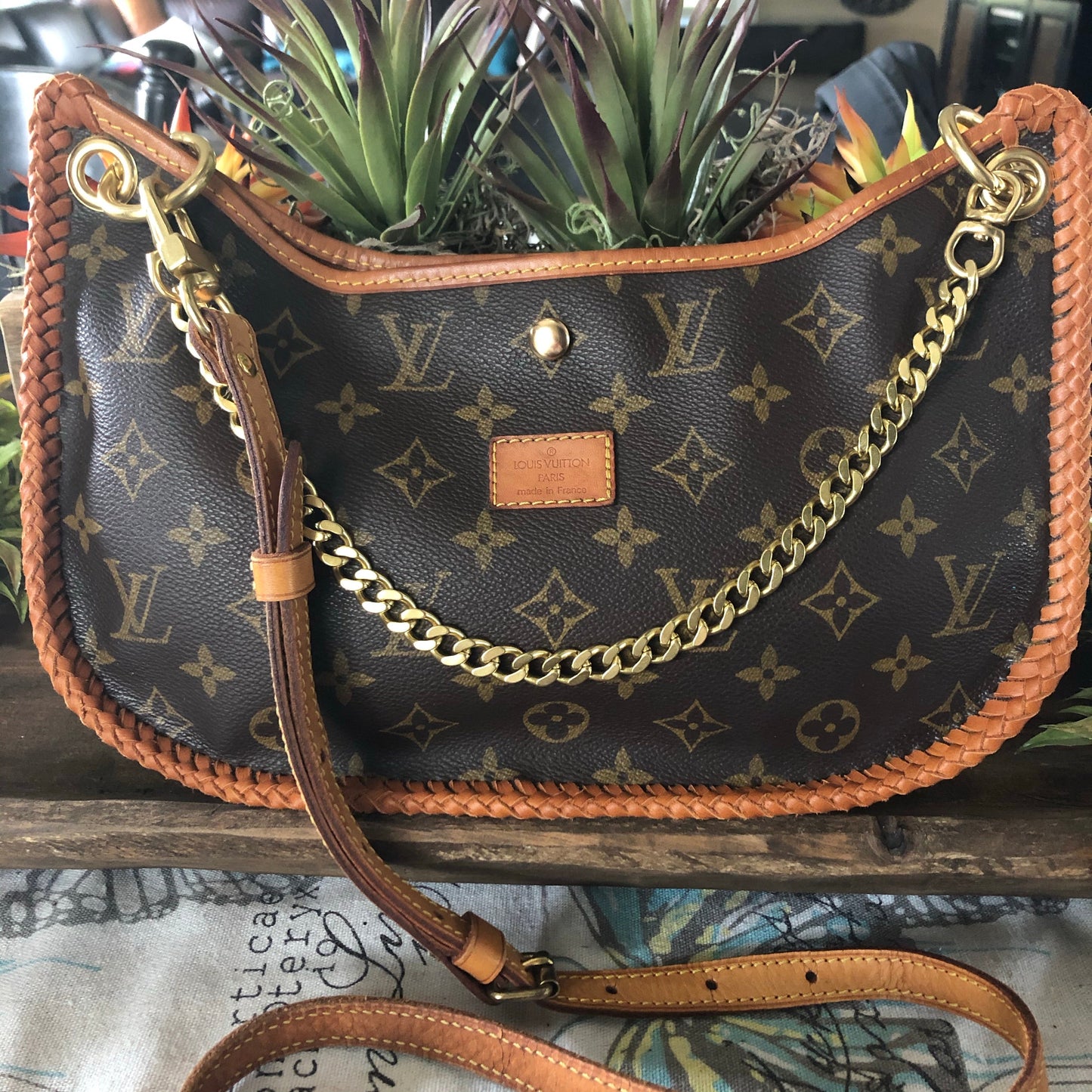 The Peacock -Orvis bags Monogram Hobo Crossbody - Vachetta and Brass