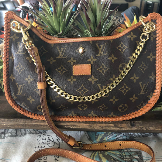 The Peacock -Orvis bags Monogram Hobo Crossbody - Vachetta and Brass