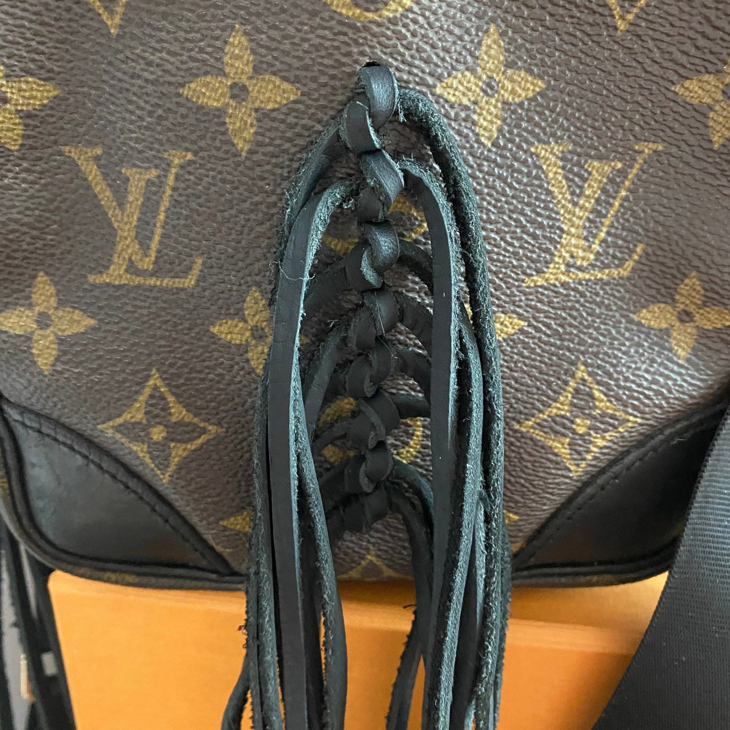 The Parrot Crossbody Bag - Monogram in Black Fringe