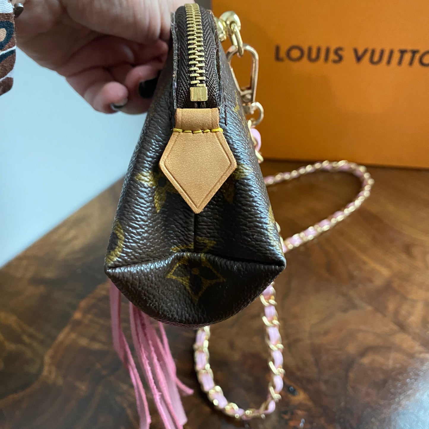 The Junco Crossbody Bag -Orvis bags Monogram in Pink Fringe