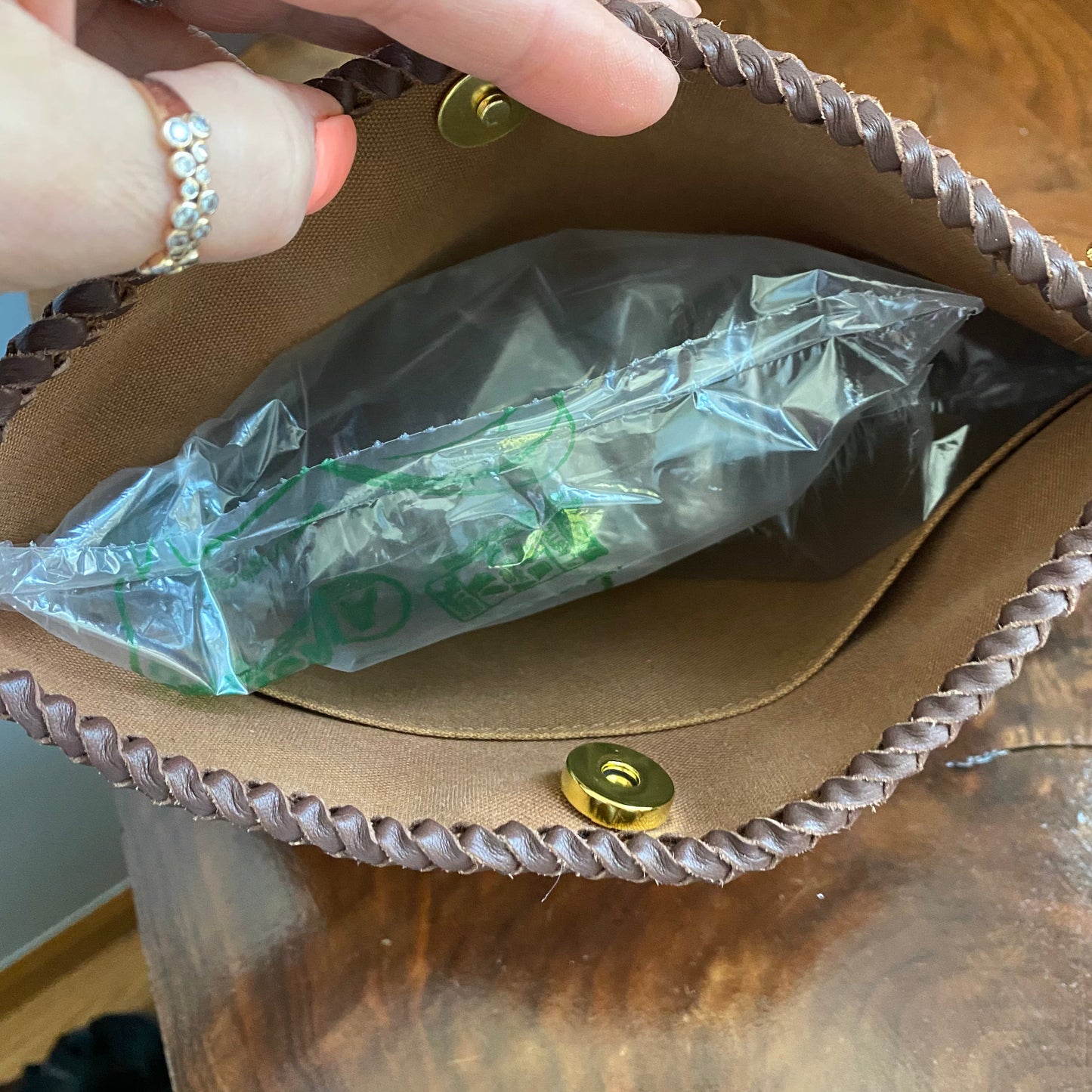 The Peacock -Orvis bags Monogram Hobo Crossbody in Brown - Gold Hardware
