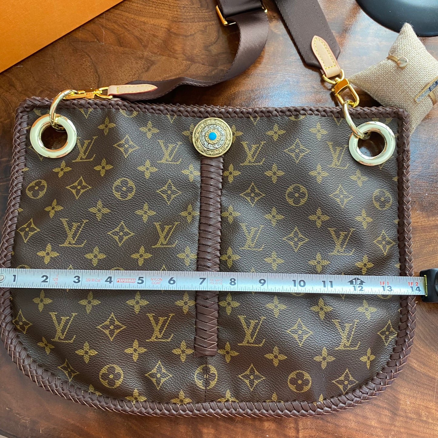 The Peacock -Orvis bags Monogram Hobo Crossbody in Brown - Gold Hardware