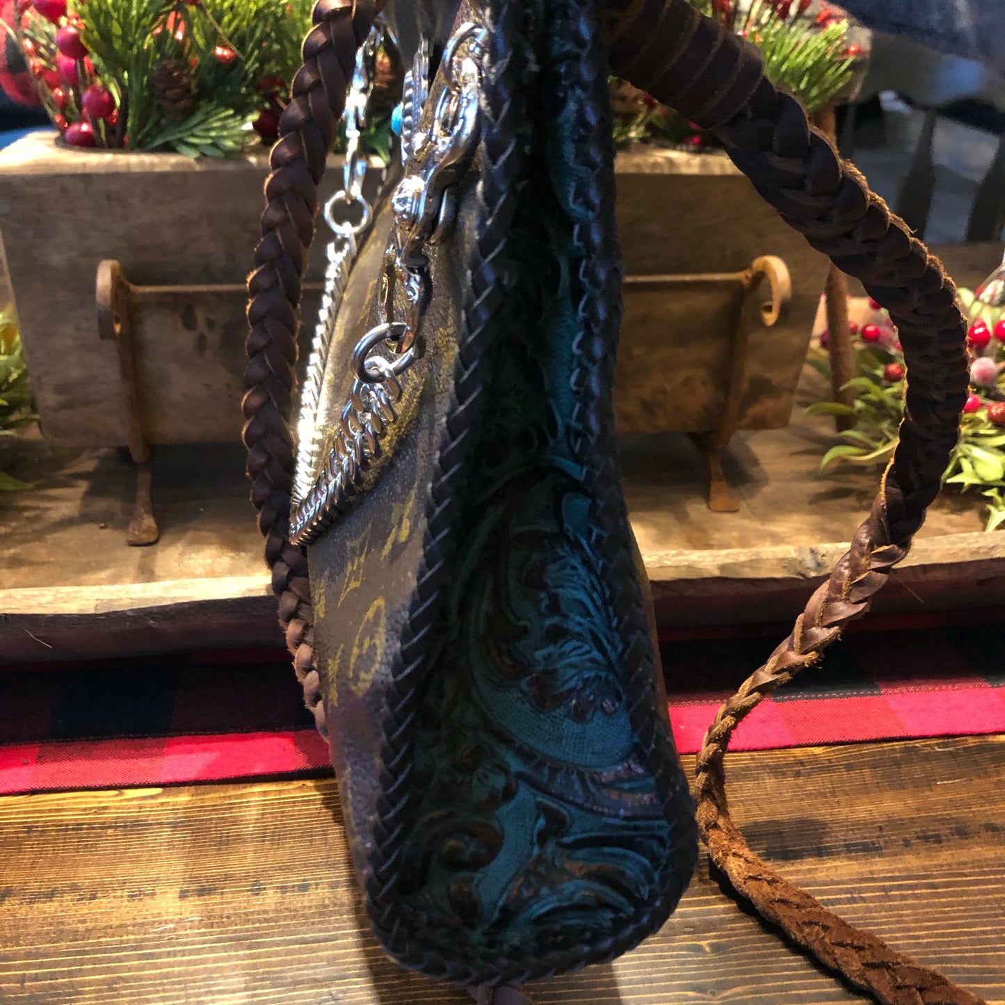 The Swan -Orvis bags Monogram Turquoise Crossbody