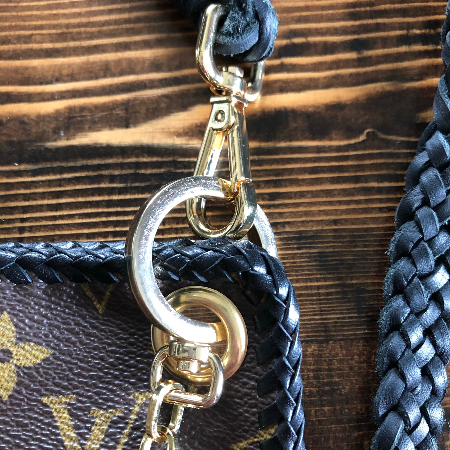 The Nuthatch -Orvis bags Monogram in Black Crossbody (Gold Hardware)