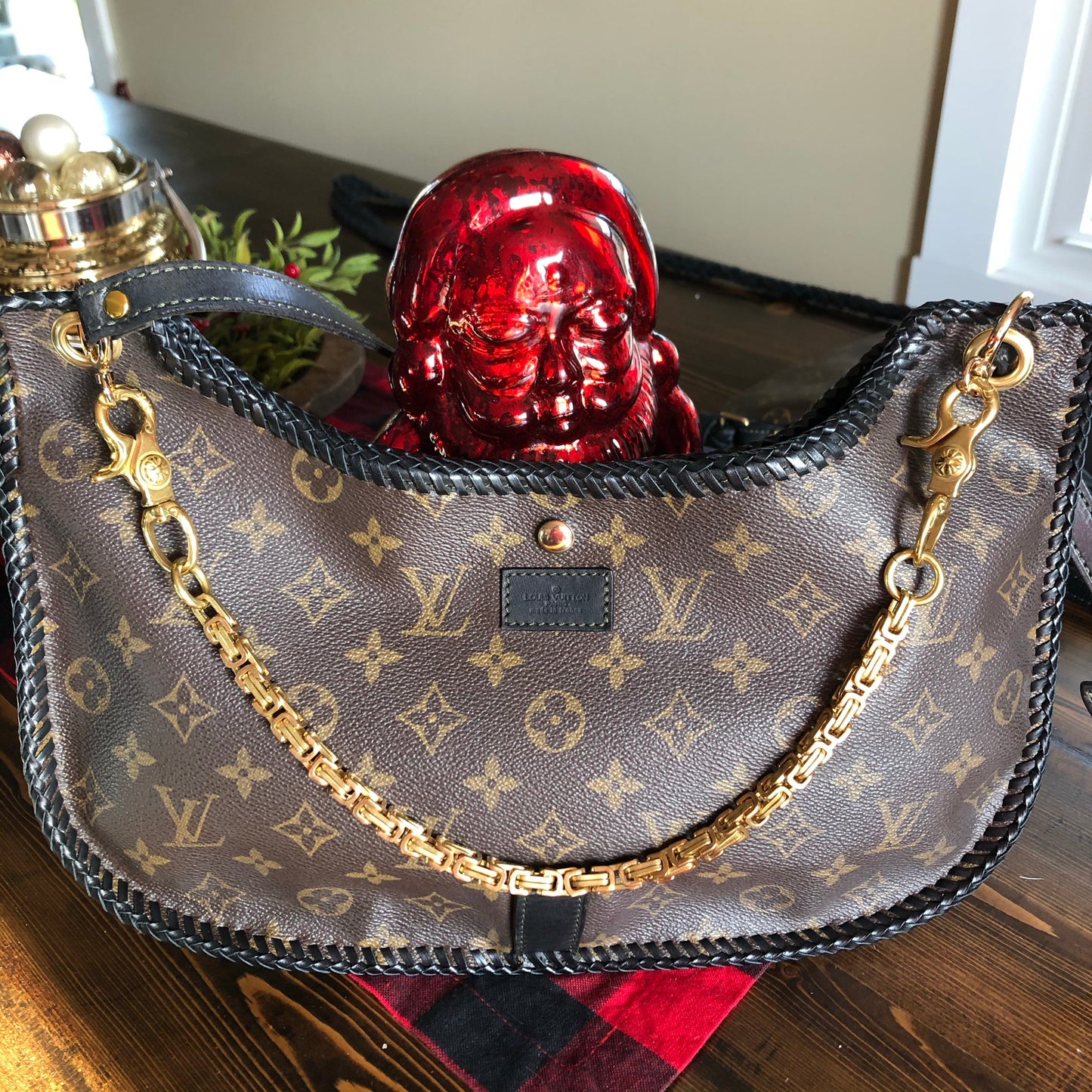 The Peacock -Orvis bags Monogram Black Hobo Crossbody
