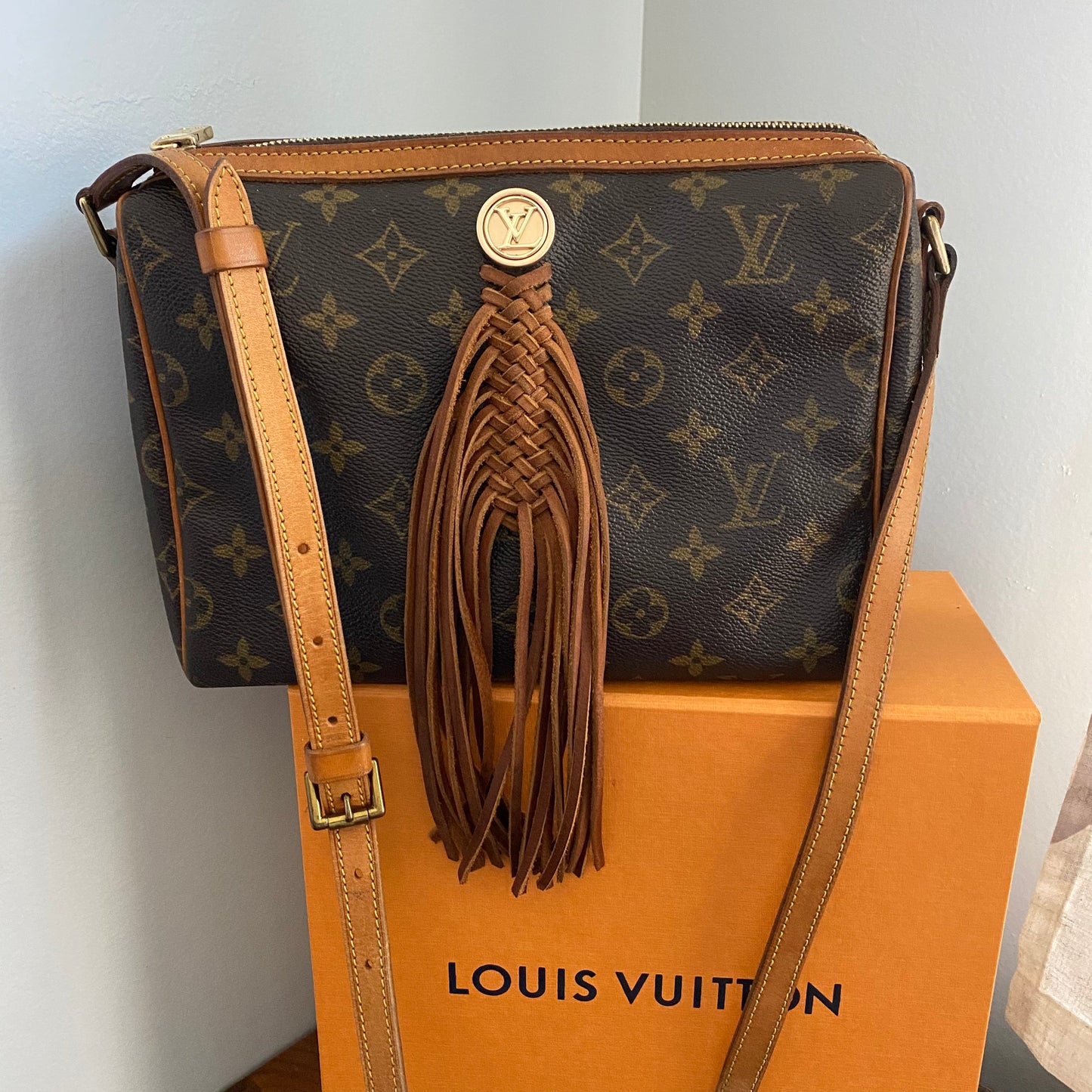 The Partridge Crossbody Bag -Orvis bags Monogram in Tan Fringe