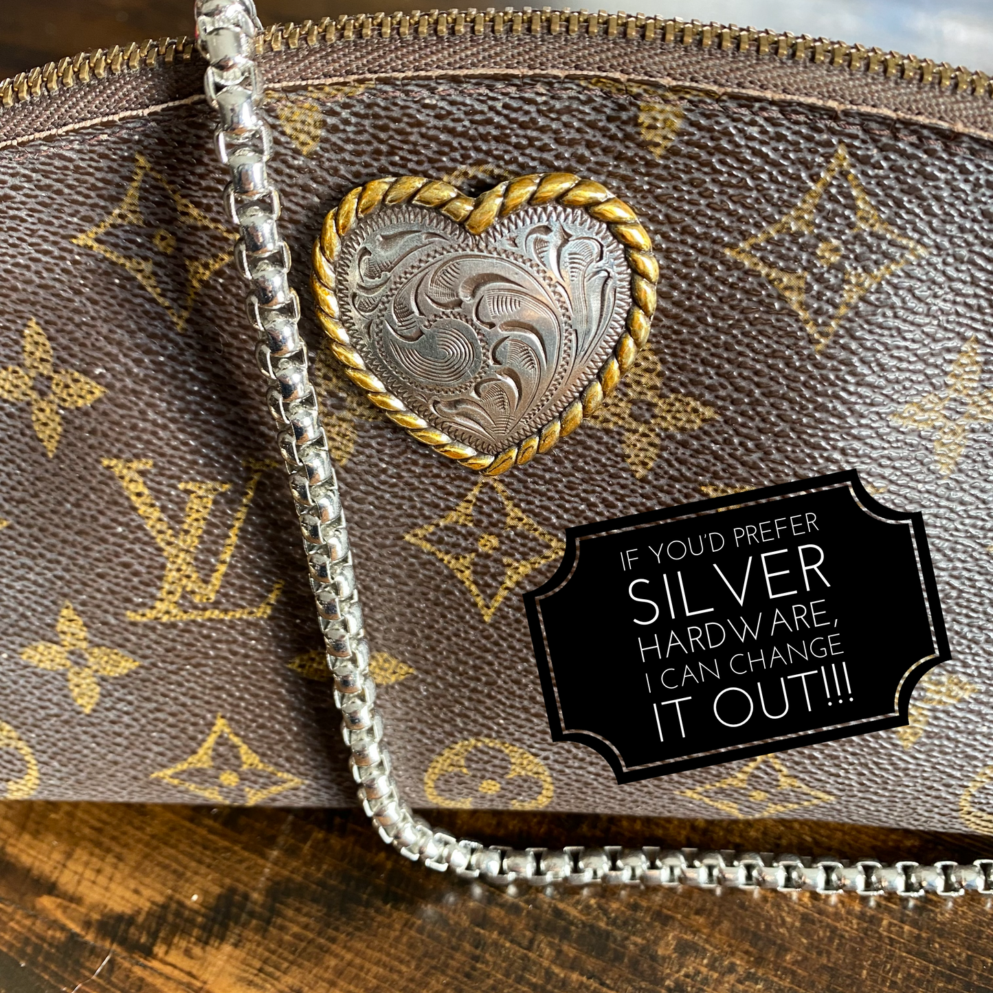 The Junco Crossbody Bag -Orvis bags Monogram with Heart in Gold