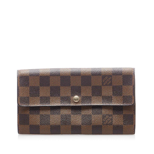 Louis Vuitton Brown Canvas Damier Ebene Sarah Wallet ()
