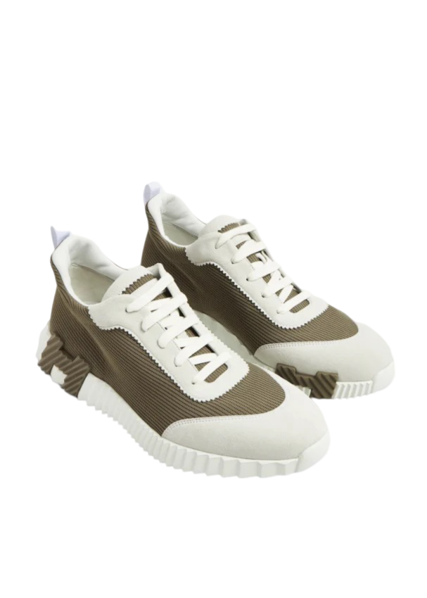 Hermes Bouncing Sneakers Khaki / White