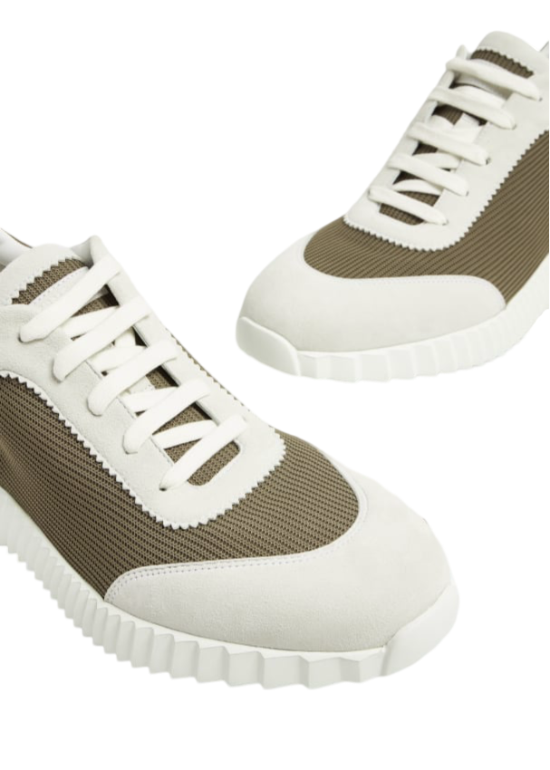 Hermes Bouncing Sneakers Khaki / White